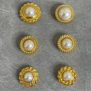 Vintage 90s Gold and Pearl Set of Mismatched Button Covers